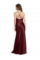 Long Sleeveless Stretch Satin Burgundy Gold A-Line Formal Evening Gown / Prom Dress / Bridesmaid Dress Newcastle