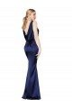 Long Sleeveless Stretch Satin Dark Navy Sheath Formal Evening Gown / Prom Dress / Bridesmaid Dress Newcastle