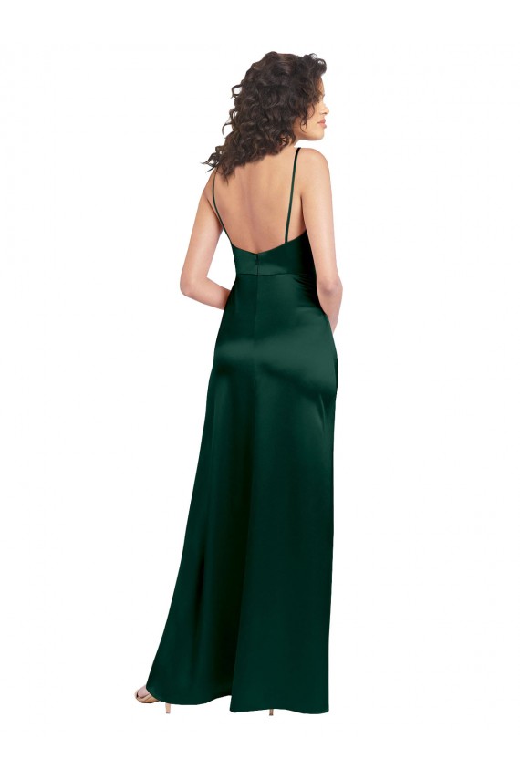 Long Sleeveless Stretch Satin Hunter Scoop Neck A-Line Formal Evening Gown / Prom Dress / Bridesmaid Dress Newcastle