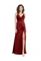 Long Sleeveless Stretch Satin Burgundy A-Line Formal Dress / Bridesmaid Dress Newcastle