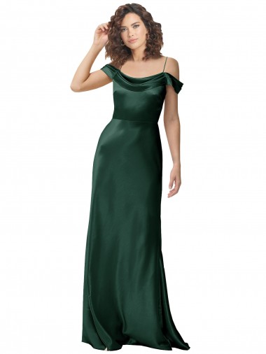 Long Sleeveless Stretch Satin Hunter Off the Shoulder A-Line Formal Evening Gown / Prom Dress / Bridesmaid Dress Newcastle