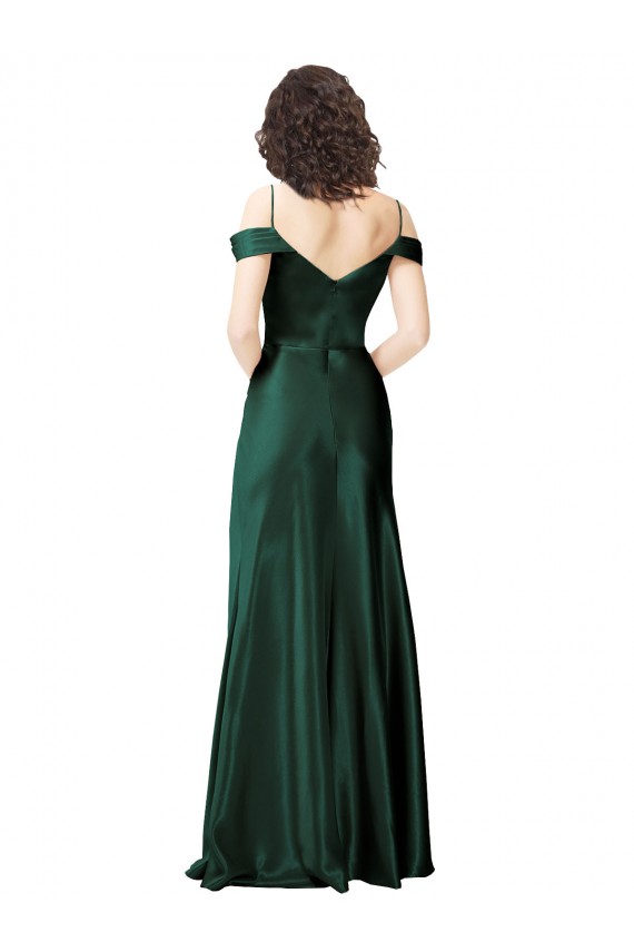 Long Sleeveless Stretch Satin Hunter Off the Shoulder A-Line Formal Evening Gown / Prom Dress / Bridesmaid Dress Newcastle