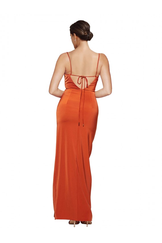 Sweep Train Sleeveless Stretch Satin Rust Sheath Formal Evening Gown / Prom Dress / Bridesmaid Dress Newcastle