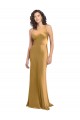 Long Sleeveless Stretch Satin Gold A-Line Formal Evening Gown / Prom Dress / Bridesmaid Dress Newcastle