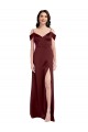Long Sleeveless Stretch Satin Burgundy Gold A-Line Formal Dress / Bridesmaid Dress Newcastle
