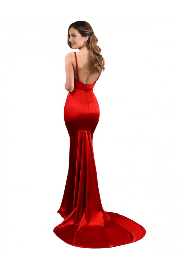 Long Sleeveless Stretch Satin Red Mermaid Evening Dress / Bridesmaid Dress Newcastle