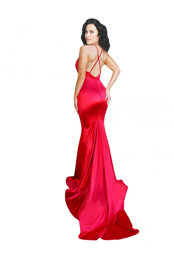 Long Sleeveless Stretch Satin Red Mermaid Formal Evening Gown / Prom Dress / Bridesmaid Dress Newcastle