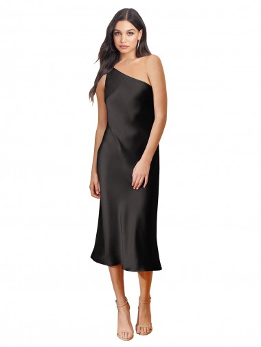 Midi Length Sleeveless Stretch Satin Black Sheath Black Tie Evening Dress / Prom Dress / Bridesmaid Dress Newcastle