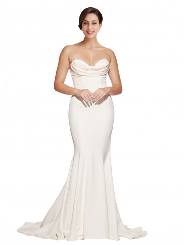 Sweep Train Sleeveless Stretch Satin Ivory Mermaid Formal Evening Gown / Prom Dress / Bridesmaid Dress Newcastle