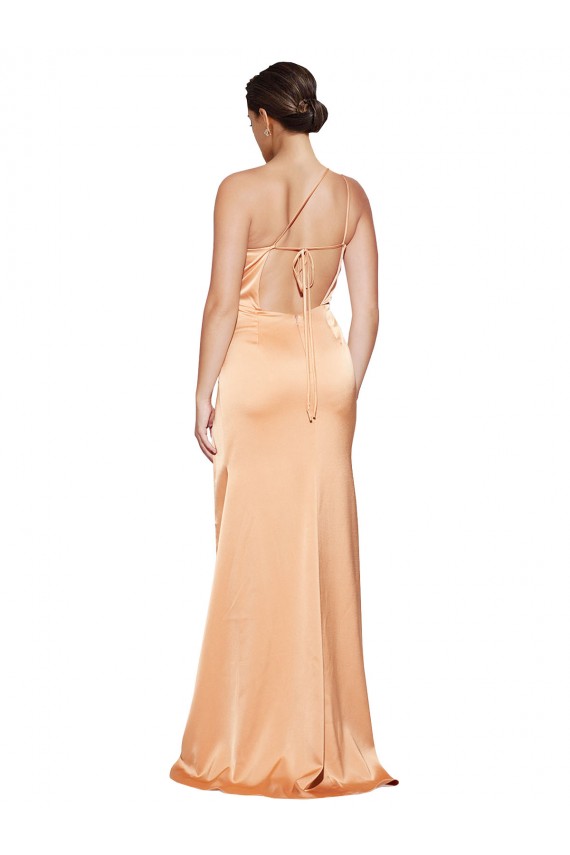 Long Sleeveless Stretch Satin Light Copper Sheath Formal Evening Gown / Prom Dress / Bridesmaid Dress Newcastle