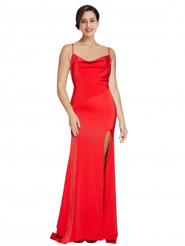 Long Sleeveless Stretch Satin Red Sheath Formal Evening Gown / Prom Dress / Bridesmaid Dress Newcastle