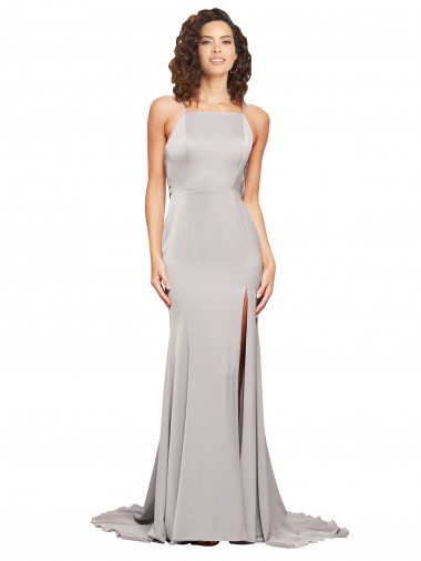 Sweep Train Sleeveless Stretch Satin A-Line Formal Evening Gown / Prom Dress / Bridesmaid Dress Newcastle