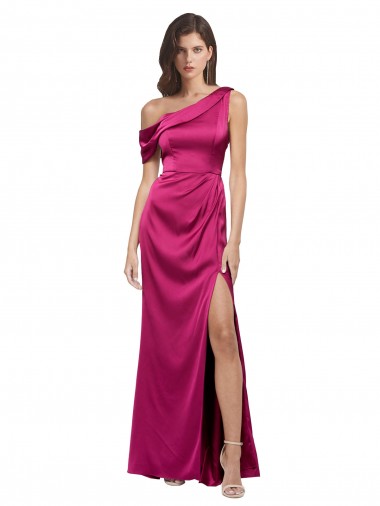 Long Sleeveless Stretch Satin Fuchsia A-Line Bridesmaid Dress / Evening Dress Newcastle