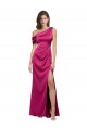 Long Sleeveless Stretch Satin Fuchsia A-Line Bridesmaid Dress / Evening Dress Newcastle