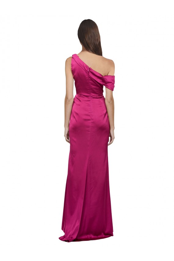 Long Sleeveless Stretch Satin Fuchsia A-Line Bridesmaid Dress / Evening Dress Newcastle