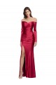 Long Long Sleeves Stretch Satin Dark Red Sheath Formal Evening Gown / Prom Dress / Bridesmaid Dress Newcastle