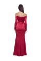 Long Long Sleeves Stretch Satin Dark Red Sheath Formal Evening Gown / Prom Dress / Bridesmaid Dress Newcastle