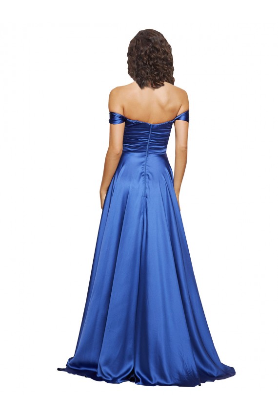 Sweep Train Sleeveless Stretch Satin Royal Blue A-Line Formal Evening Gown / Prom Dress / Bridesmaid Dress Newcastle