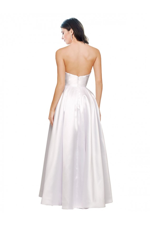 Long Sleeveless Stretch Satin White A-Line Formal Evening Gown / Prom Dress / Bridesmaid Dress Newcastle
