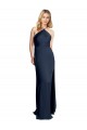 Long Sleeveless Stretch Satin Dark Navy Halter Neck A-Line Formal Evening Gown / Prom Dress / Bridesmaid Dress Newcastle