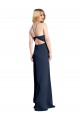 Long Sleeveless Stretch Satin Dark Navy Halter Neck A-Line Formal Evening Gown / Prom Dress / Bridesmaid Dress Newcastle