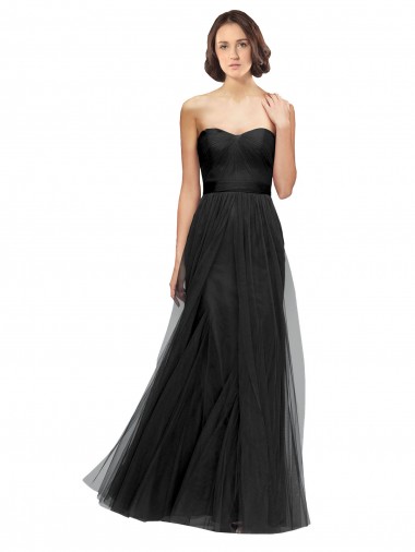 Long Sleeveless Tulle Black A-Line Bridesmaid Gown Newcastle