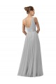 Long Sleeveless Tulle Silver A-Line Bridesmaid Gown Newcastle