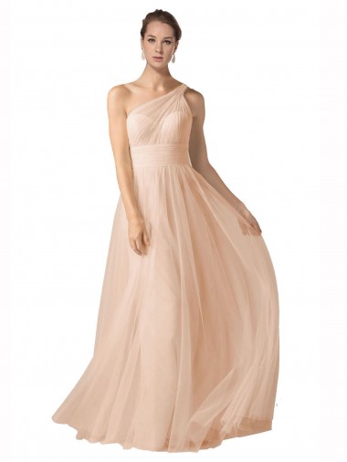 Long Sleeveless Tulle Nude A-Line Formal Dress / Bridesmaid Dress Newcastle