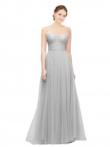 Long Sleeveless Tulle Silver A-Line Bridesmaid Dress Newcastle