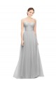 Long Sleeveless Tulle Silver A-Line Bridesmaid Dress Newcastle