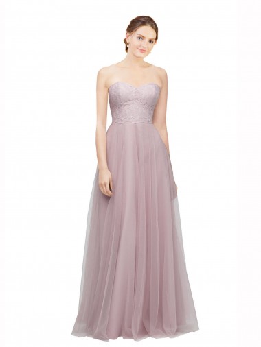 Long Sleeveless Tulle & Lace Light Lilac A-Line Bridesmaid Dress / Evening Dress Newcastle