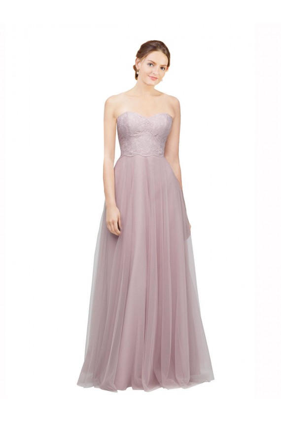 Long Sleeveless Tulle & Lace Light Lilac A-Line Bridesmaid Dress / Evening Dress Newcastle
