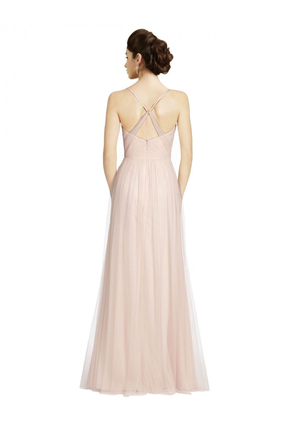 Long Sleeveless Tulle Pink A-Line Bridesmaid Dress Newcastle