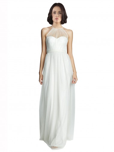 Long Sleeveless Tulle White A-Line Bridesmaid Dress Newcastle