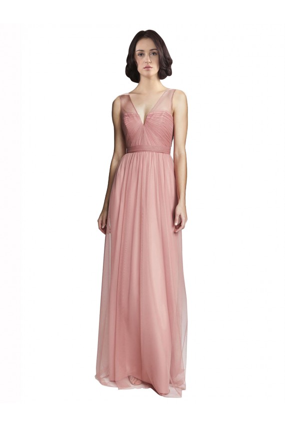 Long Sleeveless Tulle Rose Pink A-Line Bridesmaid Dress Newcastle