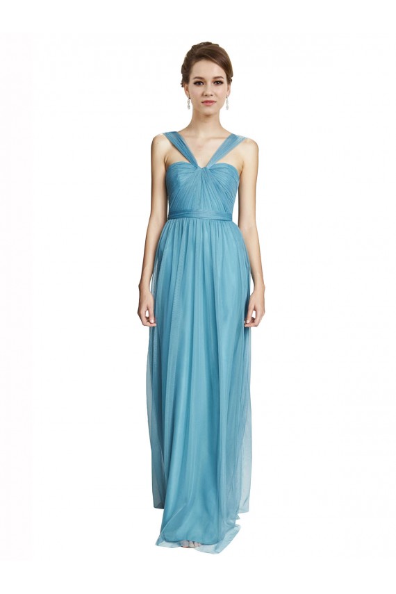Long Sleeveless Tulle Sky Blue A-Line Bridesmaid Dress Newcastle