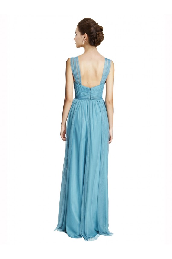 Long Sleeveless Tulle Sky Blue A-Line Bridesmaid Dress Newcastle
