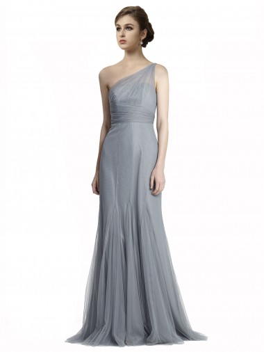 Long Sleeveless Tulle Slate Grey Mermaid Bridesmaid Dress Newcastle