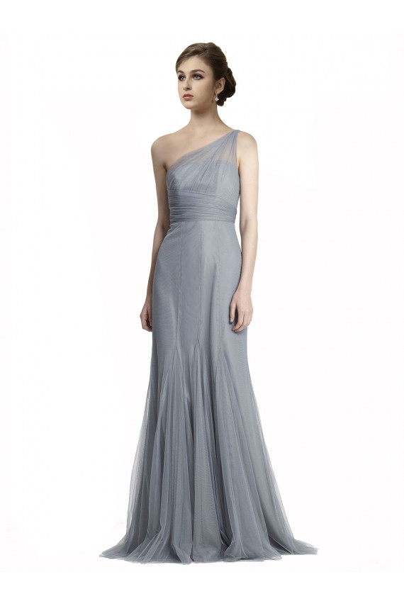 Long Sleeveless Tulle Slate Grey Mermaid Bridesmaid Dress Newcastle