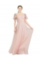 Long Flutter Sleeves Tulle Pink A-Line Formal Dress / Bridesmaid Dress Newcastle