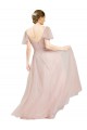 Long Flutter Sleeves Tulle Pink A-Line Formal Dress / Bridesmaid Dress Newcastle