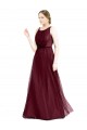 Long Sleeveless Tulle Burgundy Boat Neck A-Line Semi Formal Evening Dress / Bridesmaid Dress Newcastle