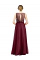 Long Sleeveless Tulle Burgundy Boat Neck A-Line Semi Formal Evening Dress / Bridesmaid Dress Newcastle