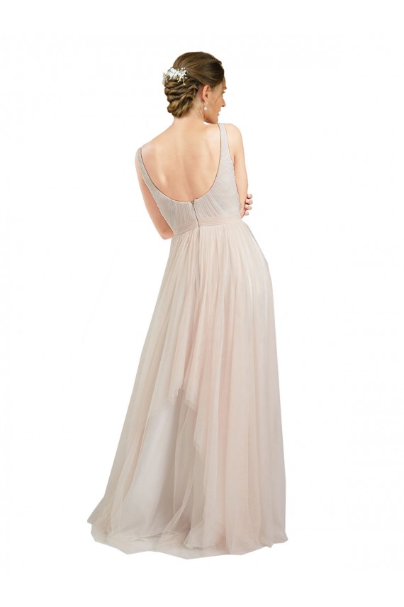 Long Sleeveless Tulle Pink A-Line Semi Formal Evening Dress / Bridesmaid Dress Newcastle
