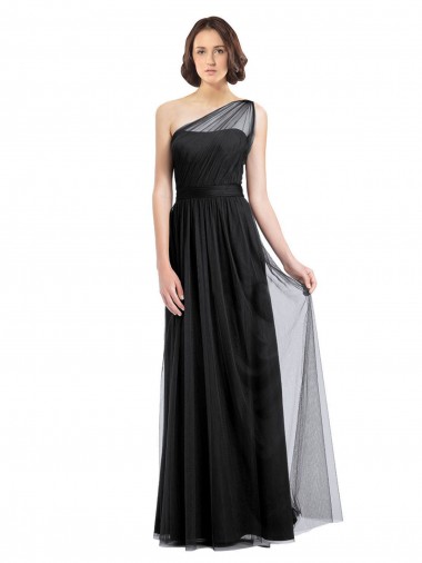 Long Sleeveless Tulle Black A-Line Bridesmaid Dress Newcastle