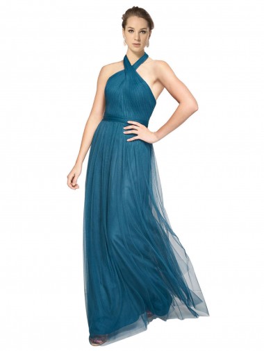 Long Sleeveless Tulle Teal Green A-Line Bridesmaid Dress Newcastle