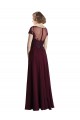 Long Cap Sleeves Tulle & Soft Chiffon Burgundy Gold A-Line Bridesmaid Dress Newcastle