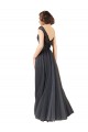Long Cap Sleeves Tulle & Lace Slate Grey A-Line Bridesmaid Dress Newcastle