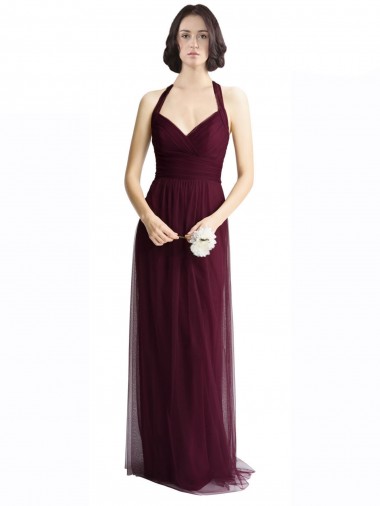 Long Sleeveless Tulle Red A-Line Bridesmaid Dress / Evening Dress Newcastle