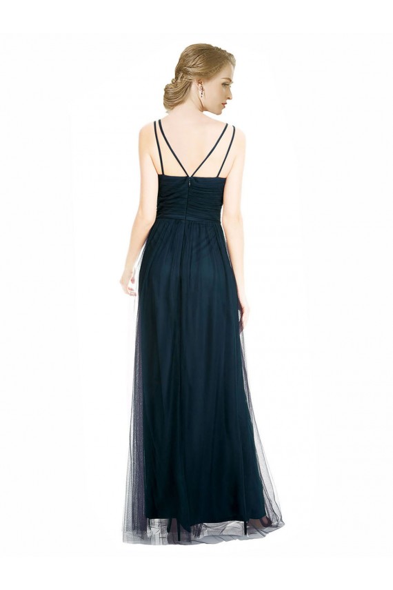 Long Sleeveless Tulle Blue A-Line Bridesmaid Dress Newcastle